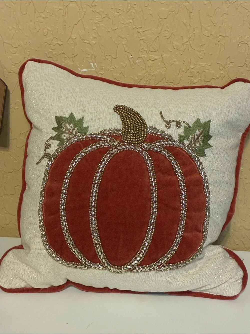 Well Dressed Home Autumn Harvest Fall Pumpkin Beaded Throw Pillows 12